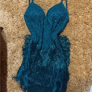 Elegant Teal Sequin Dress